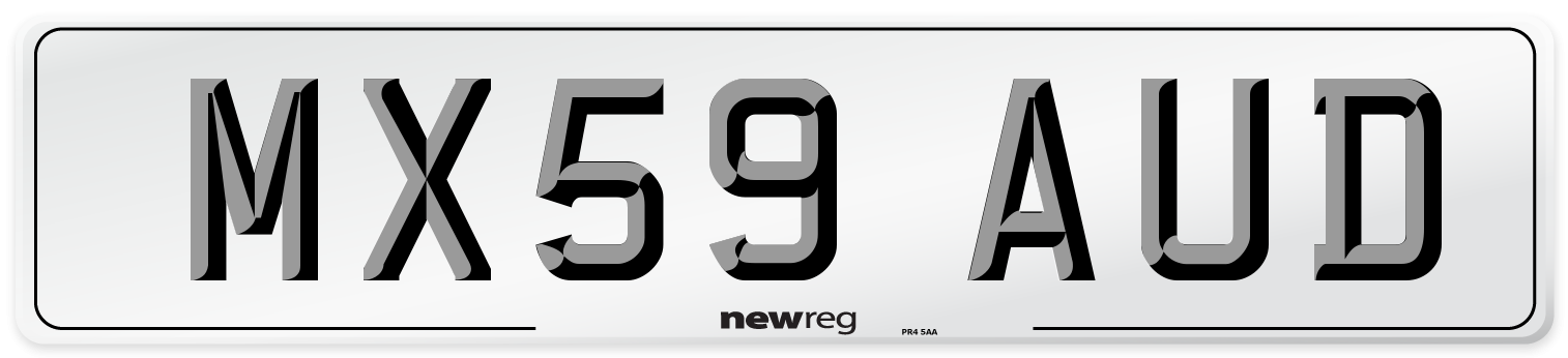 MX59 AUD Number Plate from New Reg
